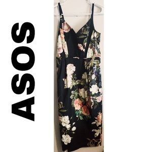 ASOS black floral midi dress